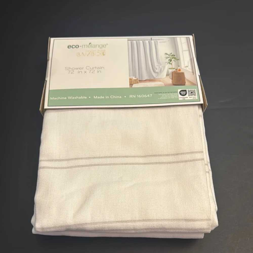 Eco-mélange Bamboo Shower Curtain - Waterless Coloring - Sustainable Fibers